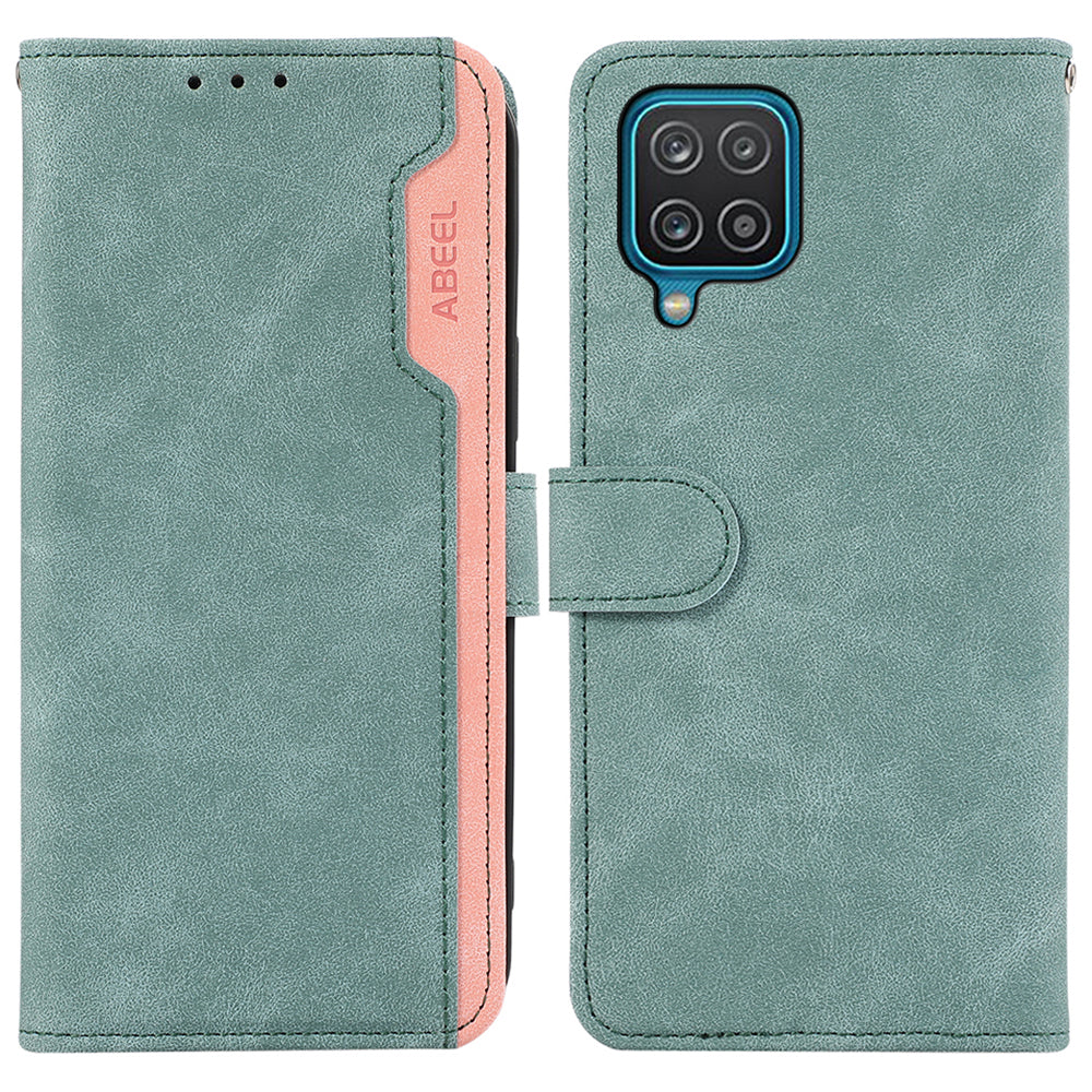 ABEEL For Samsung Galaxy A12 Drop Proof Cell Phone Case RFID Blocking Stand Cover ABEEL For Samsung Galaxy A12 Drop Proof Cell Phone Case RFID Blocking Stand Cover